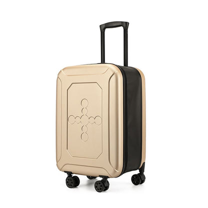 A Rose gold ABS Portable foldable suitcase expands for travel luggage boarding