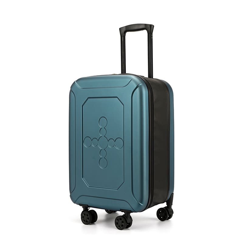 A blue ABS Portable foldable suitcase expands for travel luggage boarding