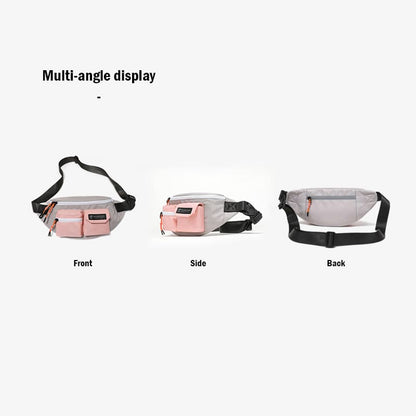 A pink fashion hiking waist bag, men's and women's leisure running bicycle Fanny pack product Multi-angle display picture