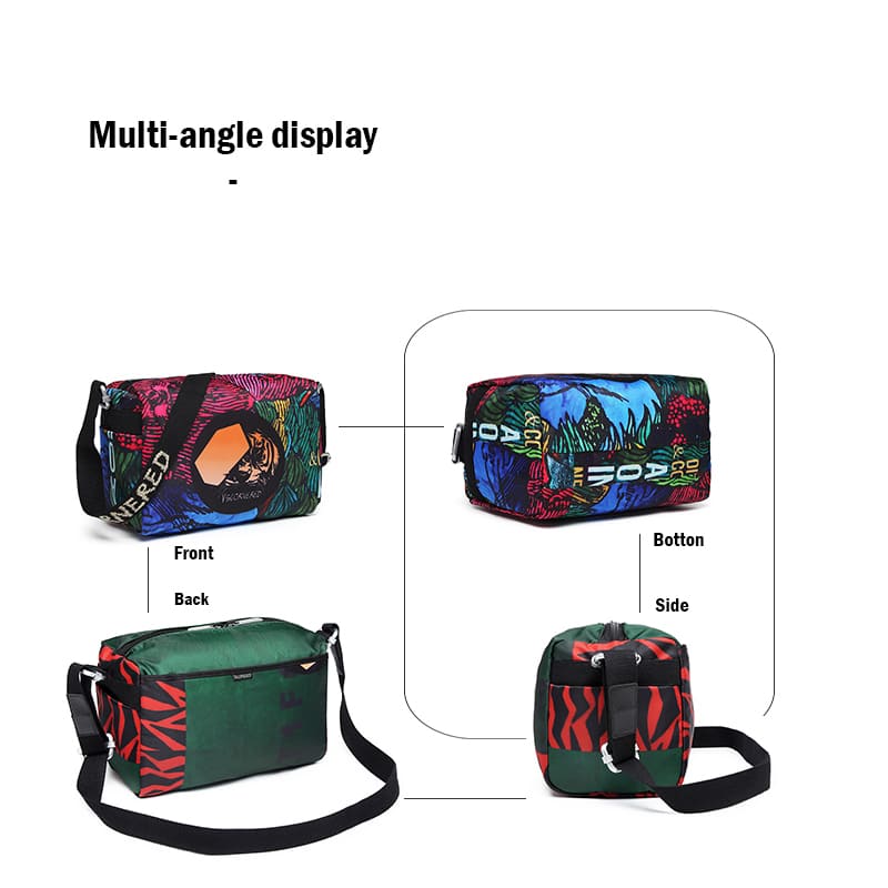 Leisure square brick crossbody personality pattern shoulder travel bag multi angle display