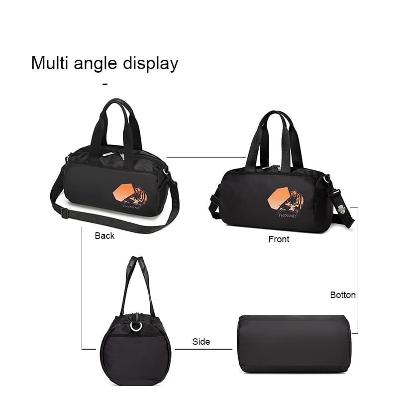 A tiger pattern Light and large capacity travel bag handle gym bag crossbody sport bag multi angle display