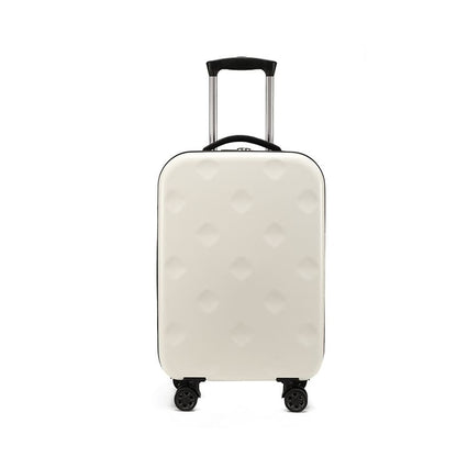 A off white Portable foldable suitcase expands for easy stroage luggage boarding internal struture