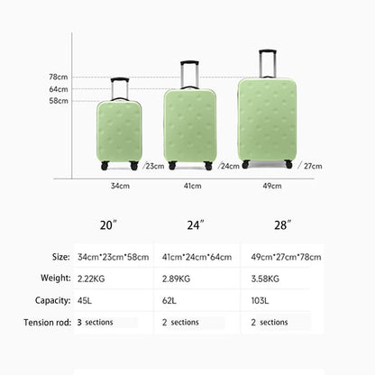 A green Portable foldable suitcase expands for easy stroage luggage boarding parameters