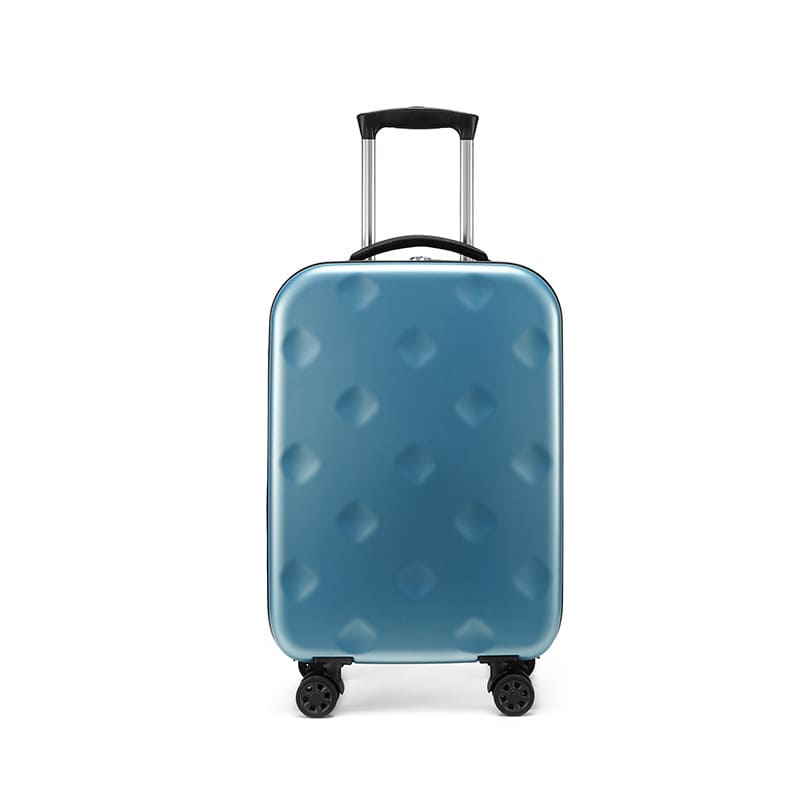 A blue Portable foldable suitcase expands for easy stroage luggage boarding internal struture