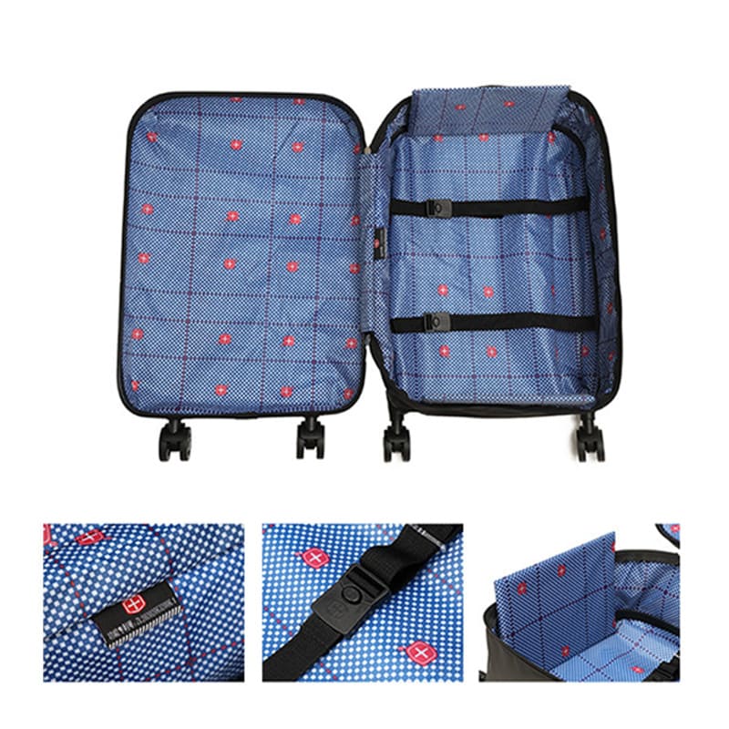 A green Portable foldable suitcase expands for easy stroage luggage boarding internal struture