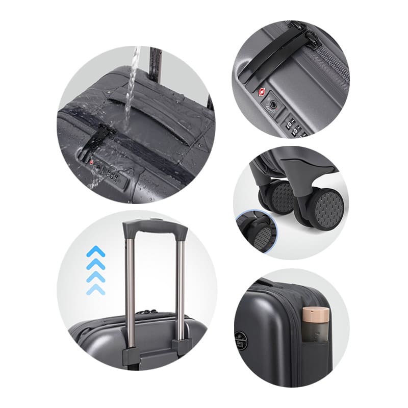 A grey Portable password foldable suitcase expands travel luggage onboard product details