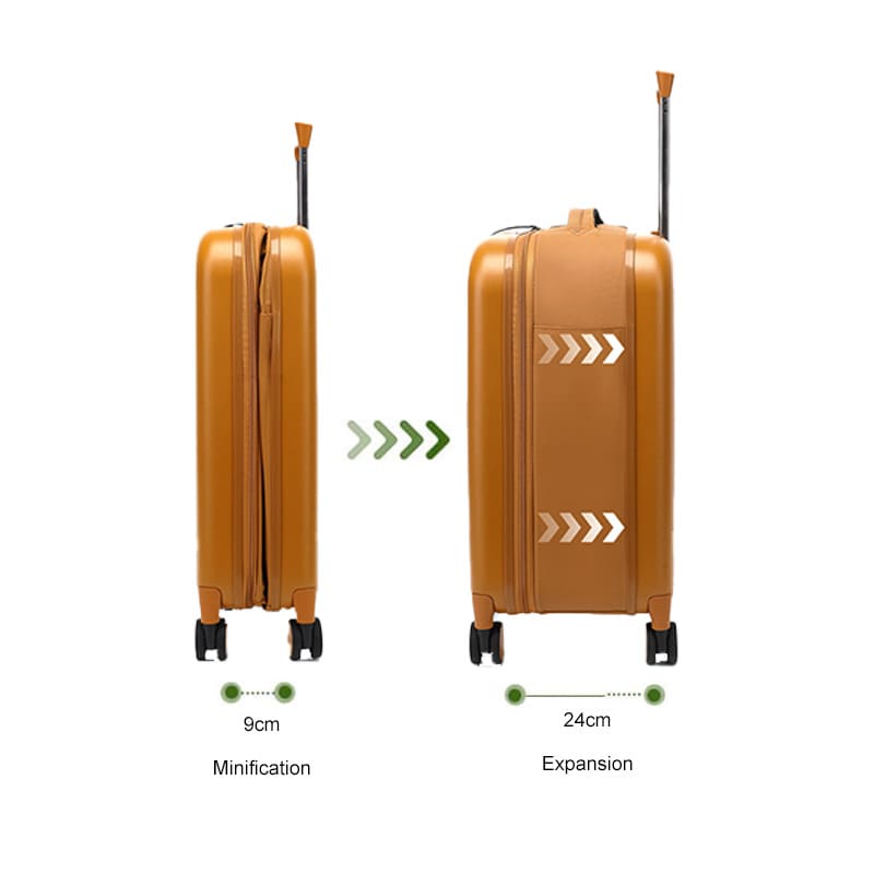 A orange Portable password foldable suitcase expands travel luggage onboard expansion