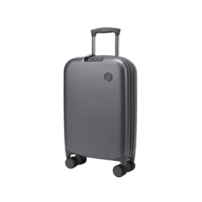 A grey Portable password foldable suitcase expands travel luggage onboard