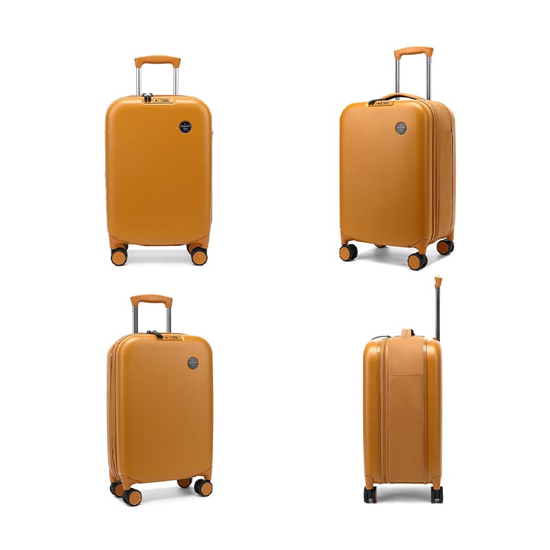 A orange Portable password foldable suitcase expands travel luggage onboard product  multi angle display