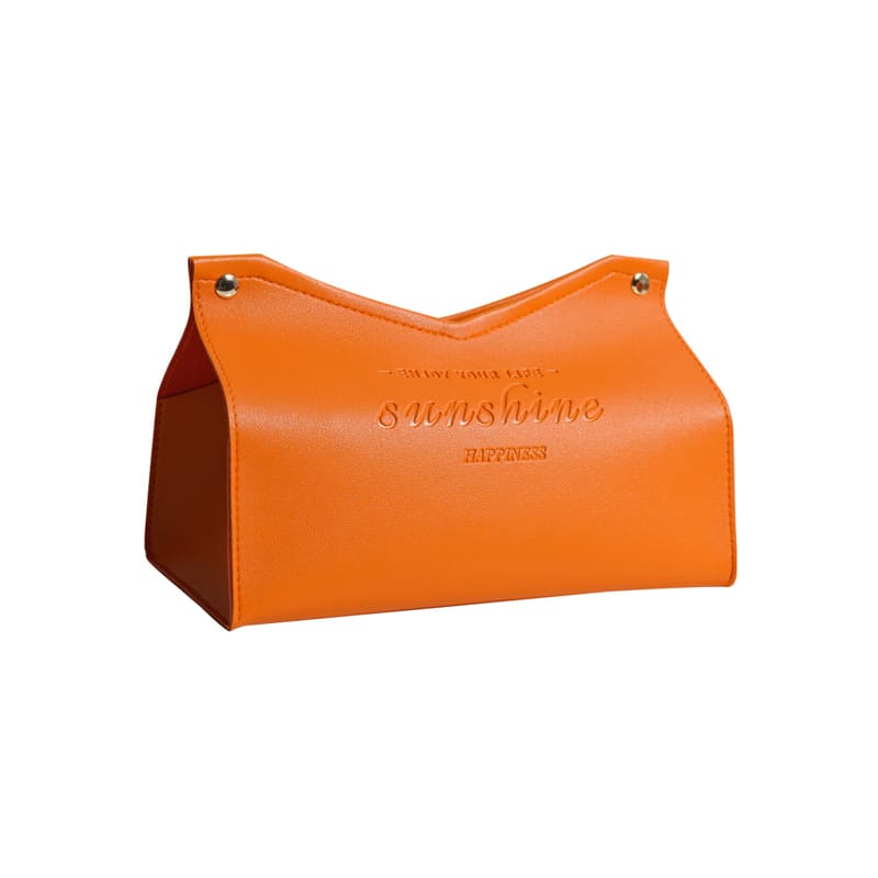 A Orange Coustom Creative Storage PU Tissue Box Tissue Dispenser Car tissue Box