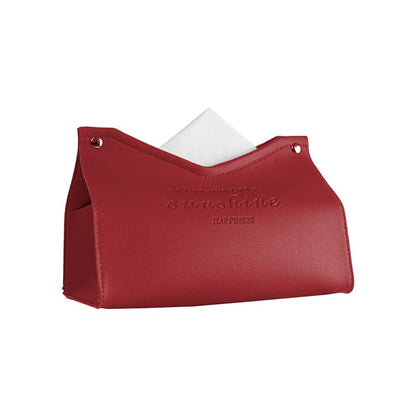 A Red Coustom Creative Storage PU Tissue Box Tissue Dispenser Car tissue Box