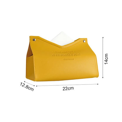 A Yellow Coustom Creative Storage PU Tissue Box Tissue Dispenser Car tissue Box size