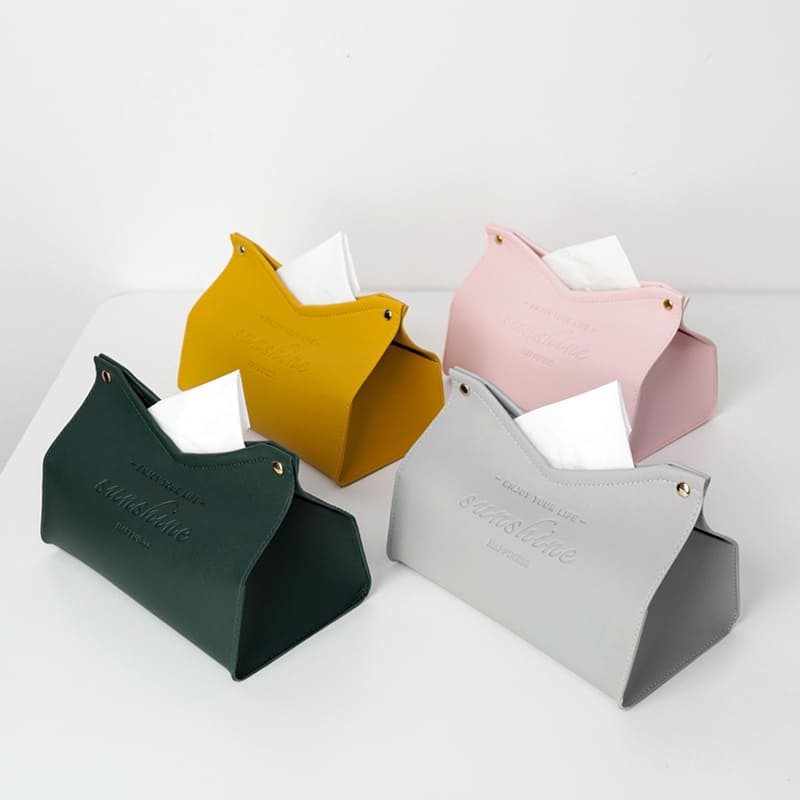 Green Grey Pink Yellow Coustom Creative Storage PU Tissue Box Tissue Dispenser Car tissue Box