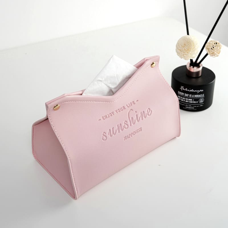 A Pink Coustom Creative Storage PU Tissue Box Tissue Dispenser Car tissue Box show off