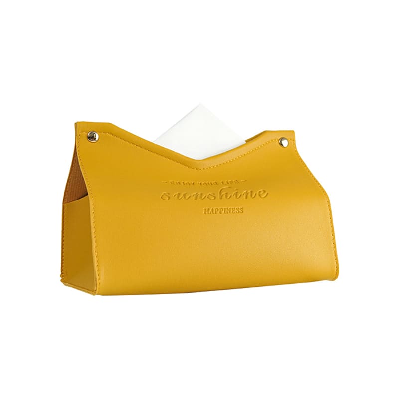 A Yellow Coustom Creative Storage PU Tissue Box Tissue Dispenser Car tissue Box