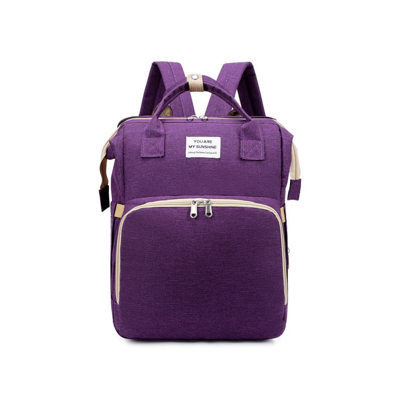 A Purple Multi-Function Diaper Bag For Mom Baby Bag Large Capacity Mom Backpack