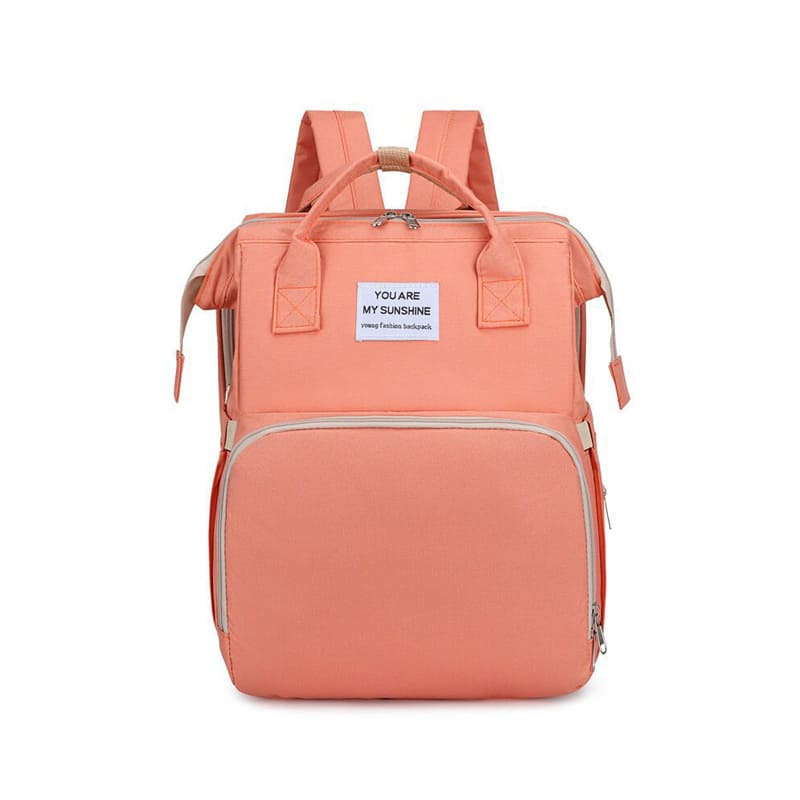 A Orange Multi-Function Diaper Bag For Mom Baby Bag Large Capacity Mom Backpack