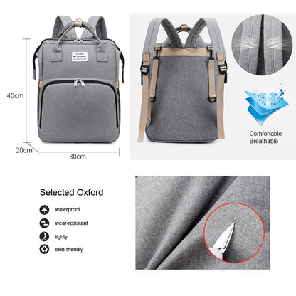 A Grey Multi-Function Diaper Bag For Mom Baby Bag Large Capacity Mom Backpack parameters
