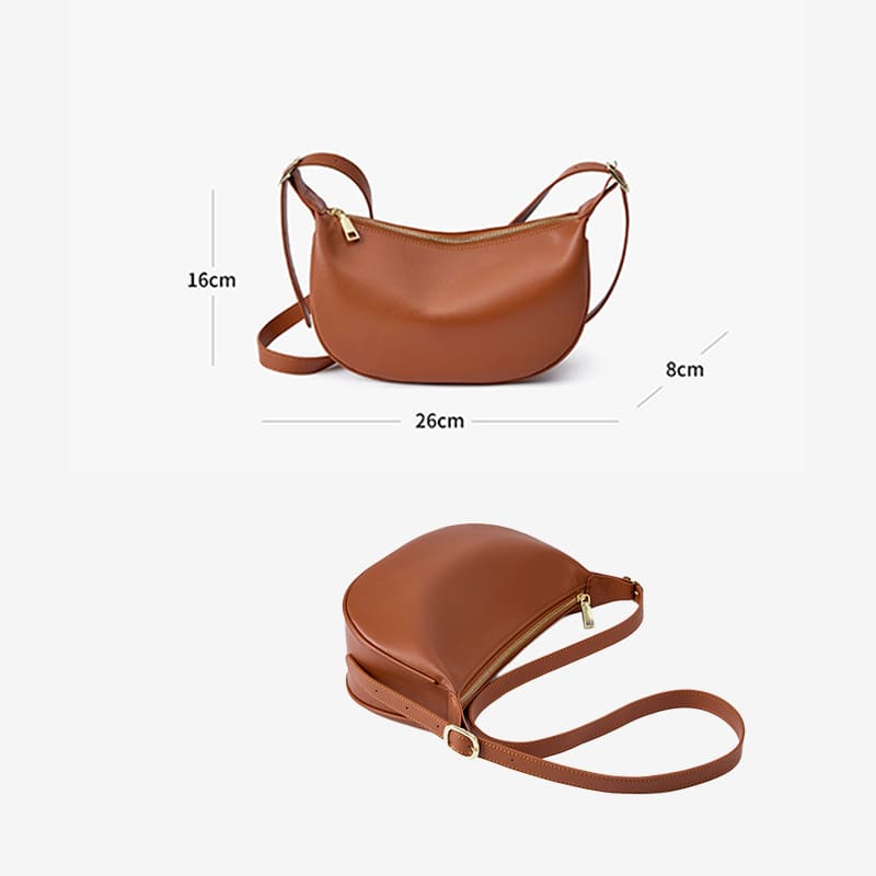 A Brown Vintage Cowhide Leather Shoulder Bag crossbody For Women Fashion product parameters