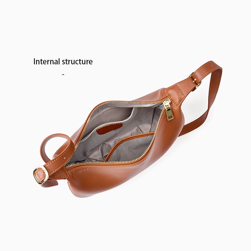 A Brown Vintage Cowhide Leather Shoulder Bag crossbody For Women Fashion internal structure
