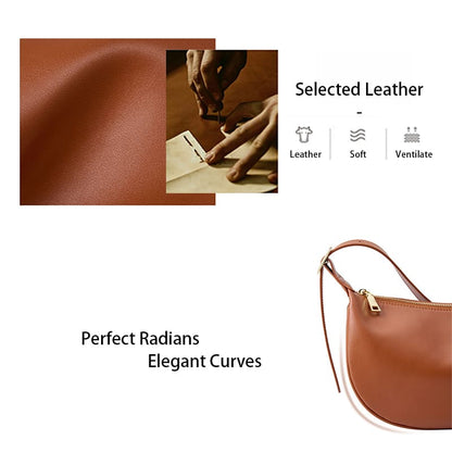 A Brown Vintage Cowhide Leather Shoulder Bag crossbody For Women Fashion selected leather