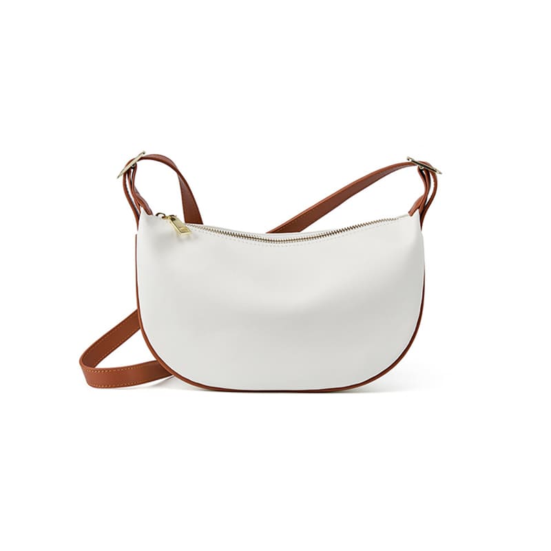 A White Vintage Cowhide Leather Shoulder Bag crossbody For Women Fashion