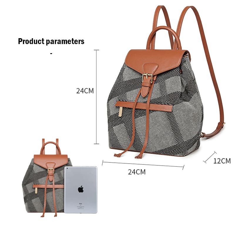 A brown Cotton and Linen Cloth Feminine Daily Charming Ladies Backpack product parameters image