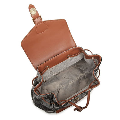 A brown Cotton and Linen Cloth Feminine Daily Charming Ladies Backpack product internal structure image