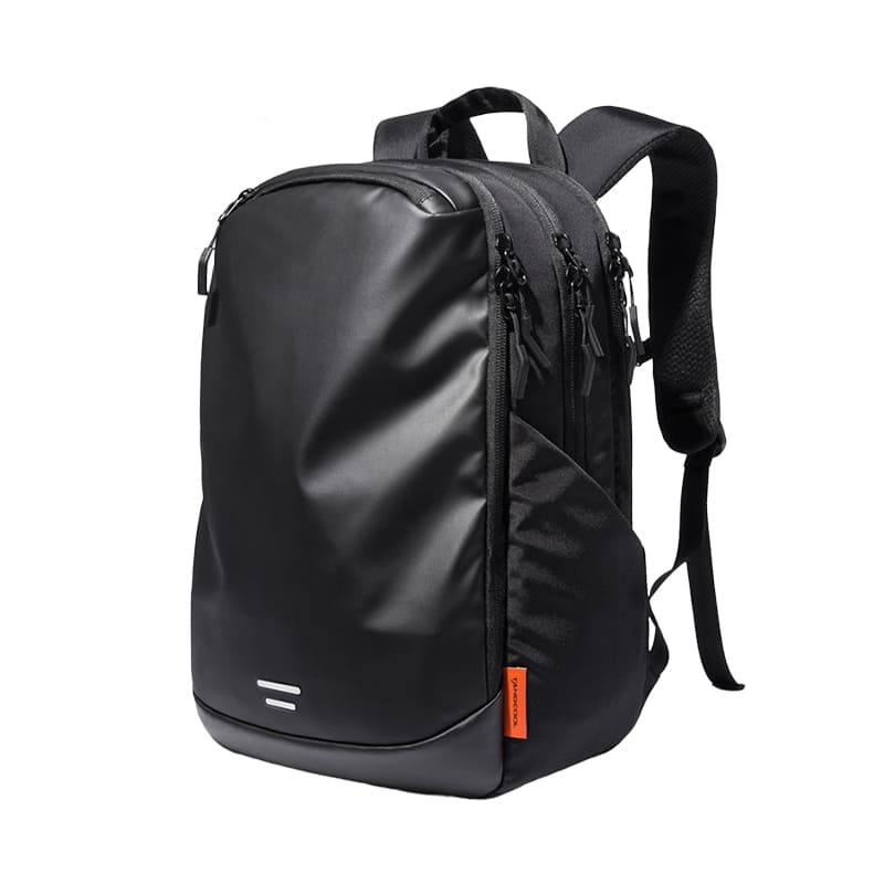 A Black Men's Casual Laptop Bag Waterproof Fabric Travel Lightweight Backpack