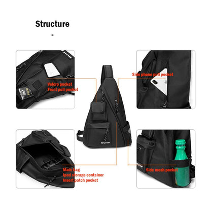 A Black Daily Waterproof Oxford cloth Chest bag & hipster lightweight shoulder bag structure display