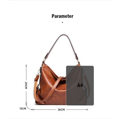 A brown Elegant Women Retro Handbag vintage Tote Satchels Shoulder Hobo Bag parameter