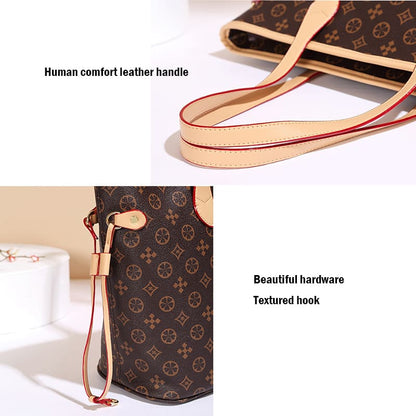 A Brown Classic pattern PVC Tote large capacity handbag luxury shoulder bag details