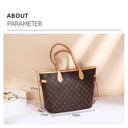 A Brown Classic pattern PVC Tote large capacity handbag luxury shoulder bag prarmeter