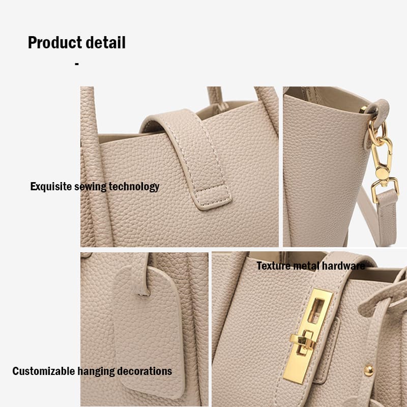 Product image of a grey classic cowhide leather casual handbag for women crossbody bag product details..