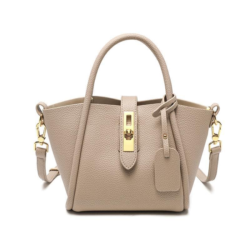 Product image of a grey classic cowhide leather casual handbag for women crossbody bag.