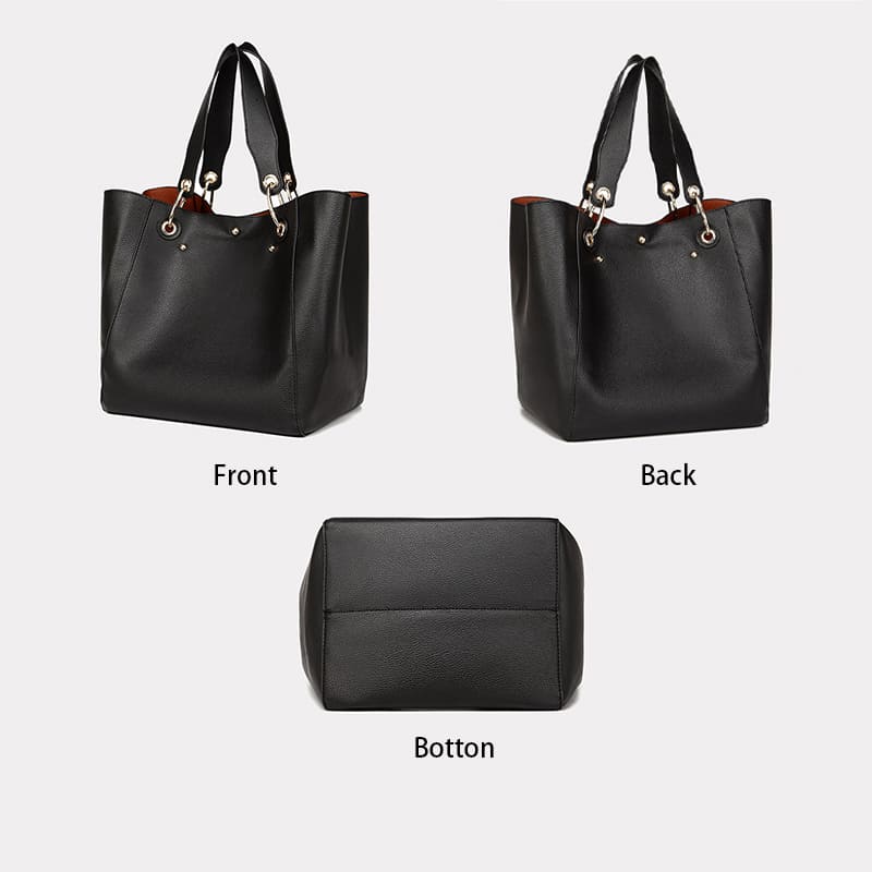 A Black Street trend PU Leather Handbag Ladies Tote Bag for Women Shoulder Bag multi angle display