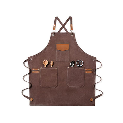 Camel Elegant Canvas Craftsman Apron with Adjustable Neck Strap for Cooking and Mechanical product Image- View Product Image