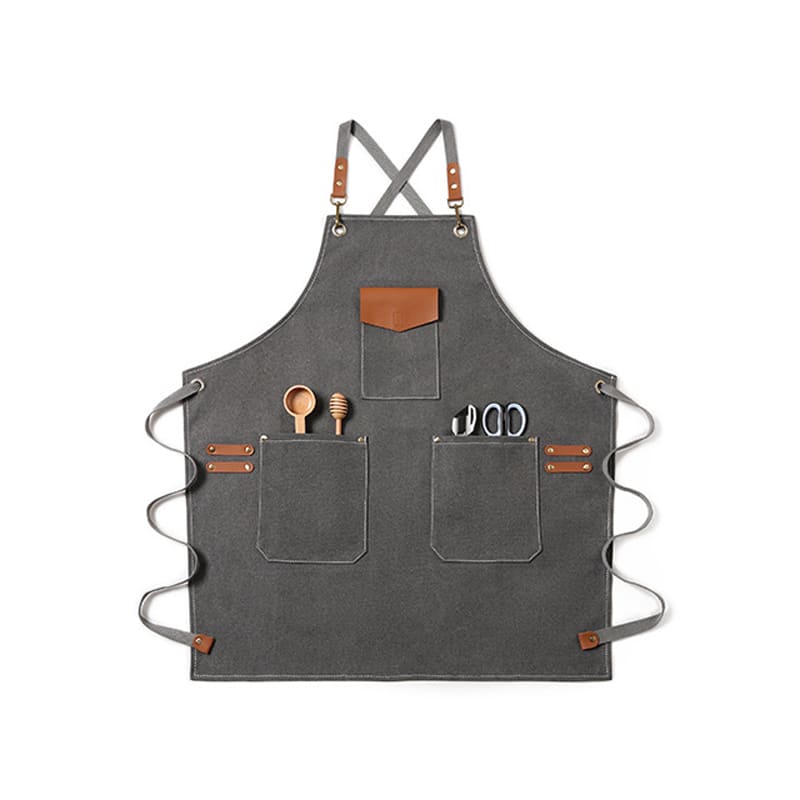 D-grey Elegant Canvas Craftsman Apron with Adjustable Neck Strap for Cooking and Mechanical product Image- View Product Image