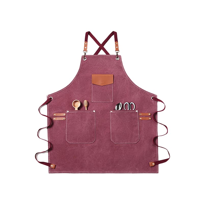 Rose red Elegant Canvas Craftsman Apron with Adjustable Neck Strap for Cooking and Mechanical product Image- View Product Image