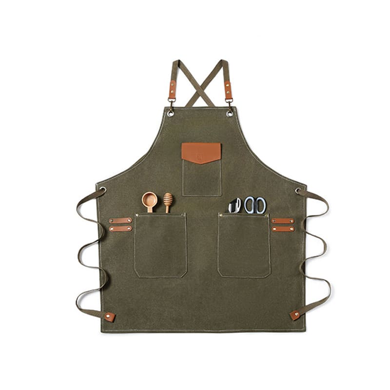 Green Elegant Canvas Craftsman Apron with Adjustable Neck Strap for Cooking and Mechanical product Image- View Product Image