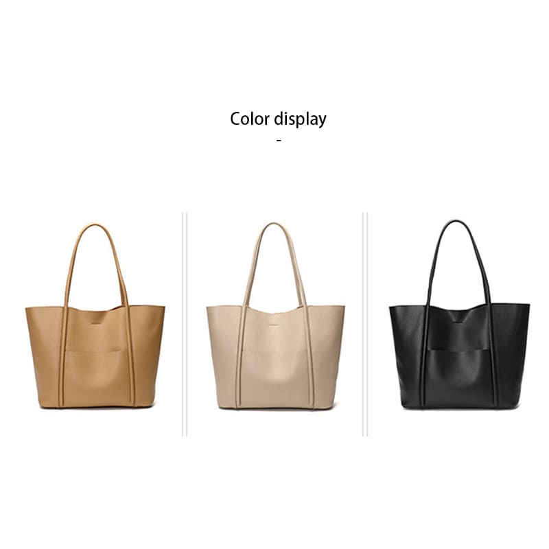 A Genuine Cowhide Leather Tote Bag For Women Large Capacity Handbag Color display