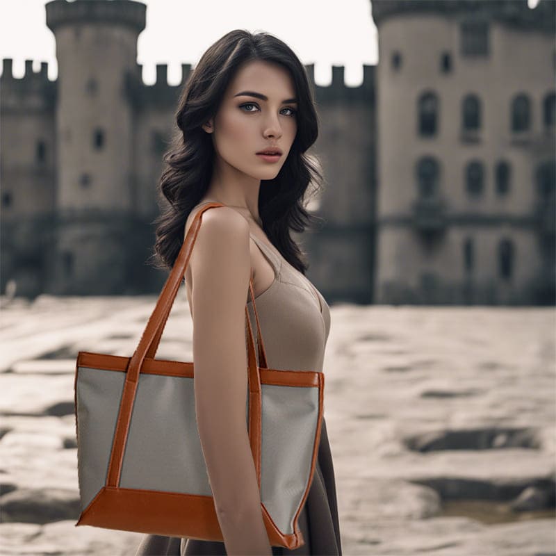 A model show off the brown Women Shoulder Bags Leisure Design Fashion Handbag & Stylish Tote Bag