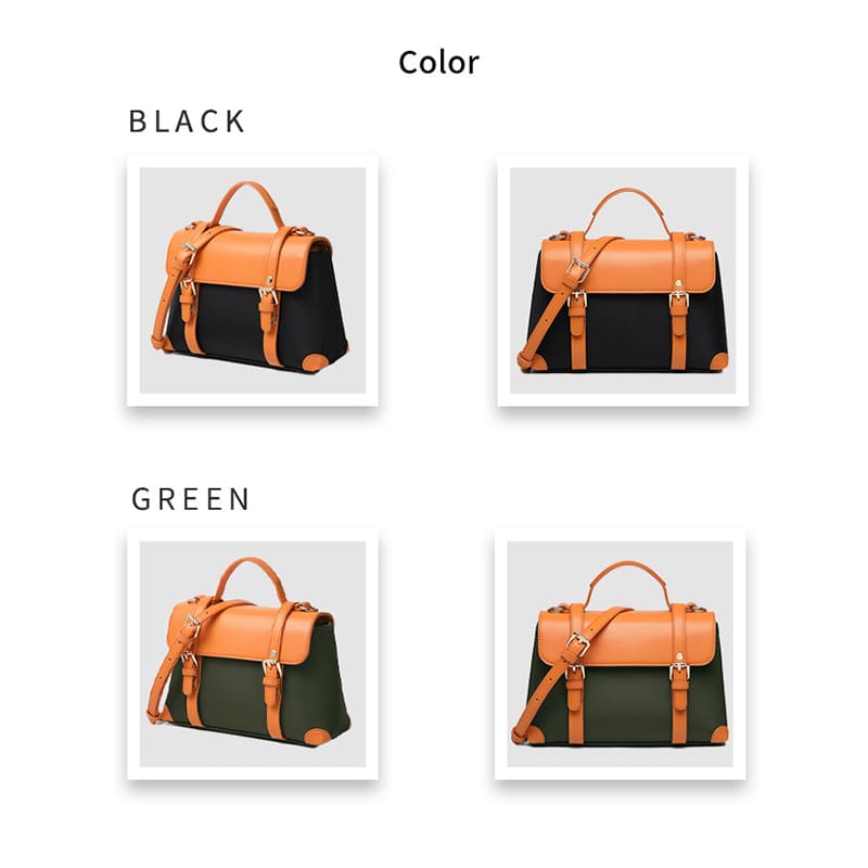 A Green Vegen Leather Crossbody Shoulder Bag Retro Handbag for Women Stylish Color display