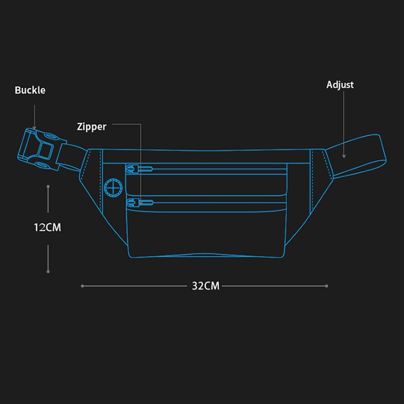 A Grey Cycling Fanny Pack Outdoor Waterproof Waist bag For Running Chest bag product parameter